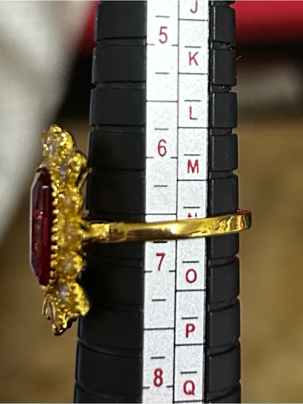 Gold plated Red Gem Statement Ring - Picture 3 of 7